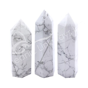 Polished White Howlite Obelisk 6 Sides
