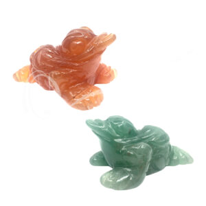 Green Aventurine & Red agate Frog Carving for Prosperity (Pack of 2)