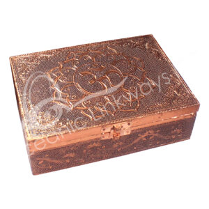 BOX - METAL OM IN LOTUS COPPER PLATED 5 X 7"
