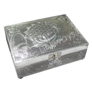 BOX - METAL FLOWER OF LIFE & LOTUS 5 X 7"