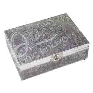 Metal Mandalat Storage Box with Black Velvet 5 X 7"