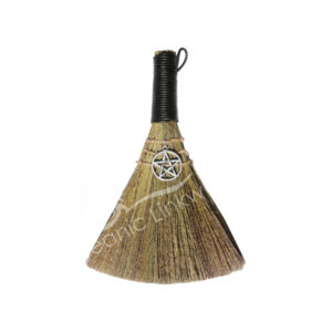 WITCH'S BROOM - BLACK WITH PENTACLE 5"W X 8.75"H
