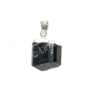 Rough Black Tourmaline Pendant with Cap 1.25-1.75″