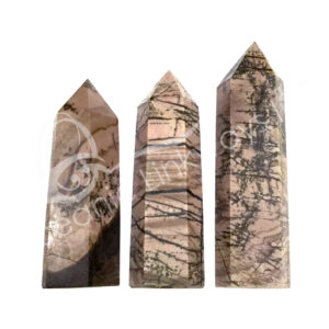 Polished Rhodonite with Black Lines 6 Sides Obelisk