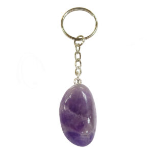 KEYCHAIN - TUMBLED STONE CHEVRON, AMETHYST 3-3.5"L