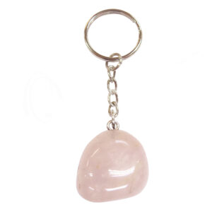 KEYCHAIN - TUMBLED STONE ROSE QUARTZ 3-3.5"L