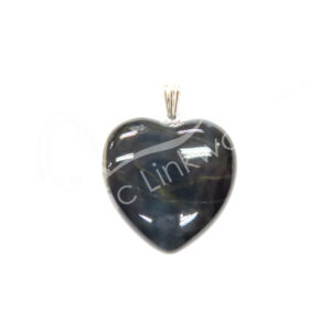Blue Tiger Eye Heart Pendant 1"