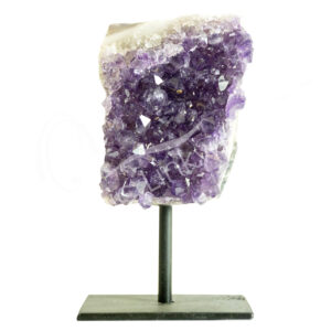 Amethyst Uruguayan B Unpolished Geode on Metal Stand