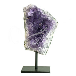 Amethyst Uruguayan C Unpolished Geode on Metal Stand