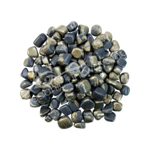 Pyrite with Black Magnetite Tumbled Stones