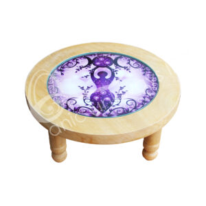 Wood Altar Table with Printed Spring Goddess