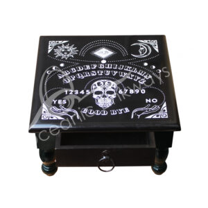 Wood Ouija Board with Drawer Black Altar Table