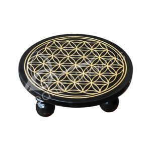 Wood Engraved with Gold Flower of Life Altar Table
