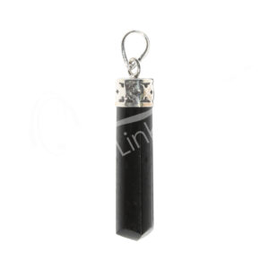 STERLING SILVER - PENDANT POLISHED POINT BLACK TOURMALINE 1.5-1.75"L