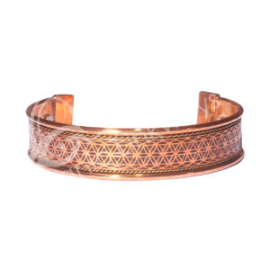 BRACELET - COPPER WITH FLOWER OF LIFE & MAGNETS 16 MM W