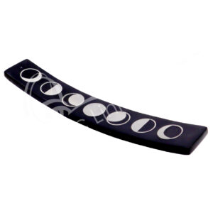 Black Soapstone Moon Phases Silver Inlay Incense Holder