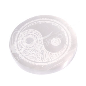 Selenite Plaque Yin Yang Engraved Incense Holder