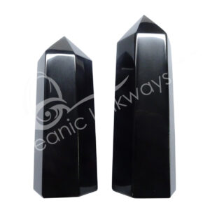 Polished Black Obsidian Six Sides Obelisk