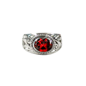 STERLING SILVER - RING JALI FACETED GARNET (SIZE 10) 0.45"W