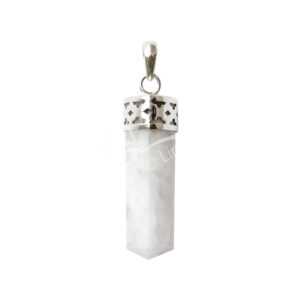 STERLING SILVER - PENDANT POLISHED POINT RAINBOW MOONSTONE 1.5"L