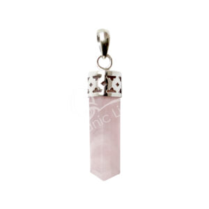 STERLING SILVER - PENDANT POLISHED POINT ROSE QUARTZ 1.5"L