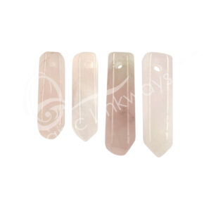 PENDANT - POINT WITH 2 MM HOLE 6 SIDES ROSE QUARTZ 1-2"