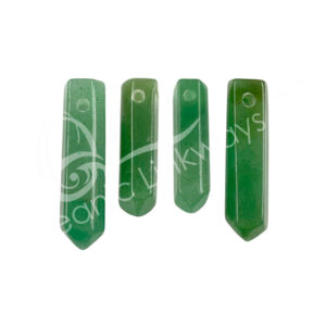 PENDANT - POINT WITH 2 MM HOLE 6 SIDES AVENTURINE, GREEN 1-2"