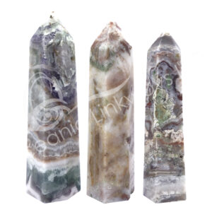 Polished Mixed Agate with Fluorite Obelisk