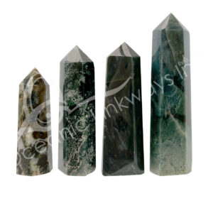 Polished Green Moss Agate Obelisk