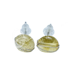 Citrine Wire Wrap Sterling Silver Earrings Studs
