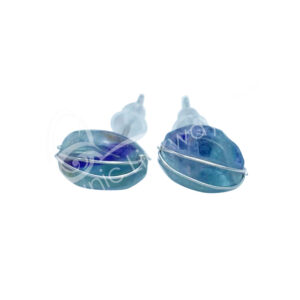 Fluorite Wire Wrap Sterling Silver Earrings Studs
