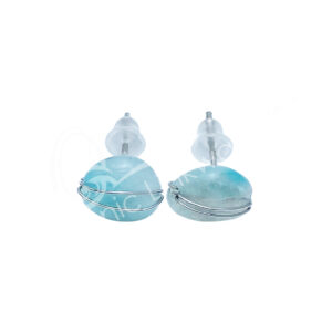 Amazonite Wire Wrap Sterling Silver Earrings Studs