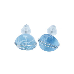 Aquamarine Wire Wrap Sterling Silver Earrings Studs