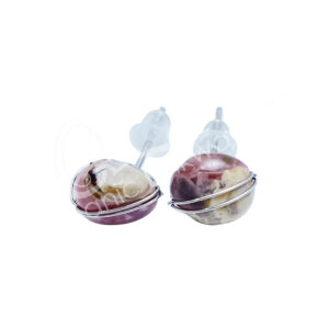 Rhodonite Wire Wrap Sterling Silver Earrings Studs