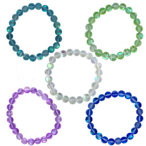 BRACELET - GLASS, FROSTED IRIDESCENT MIXED COLORS (SET OF 10) (7 MM) 7.15-7.25"