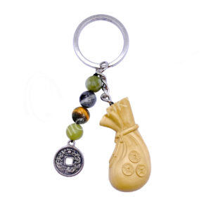 Wood Keychain Money Bag for Prosperity