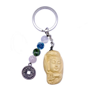 KEYCHAIN - WOOD KWAN YIN FOR COMPASSION 3.25-3.5"L