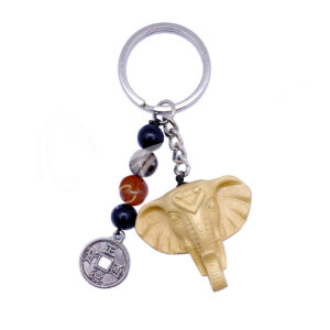 KEYCHAIN - WOOD ELEPHANT FOR STRENGTH 3-3.5"L