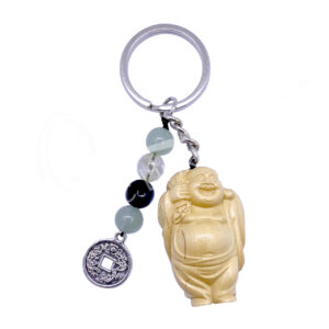 Happy Buddha Wood Keychain for Good Luck