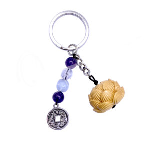Wood Lotus Spirituality Keychain