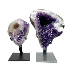 Amethyst Uruguayan B Polished Geode on Metal Stand