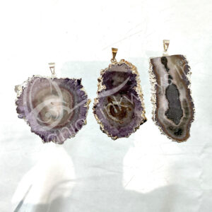 (CLOSE OUT) PENDANT - AMETHYST A STALACTITE DRUSE SILVER & GOLD PLATED 2.25-2.75"