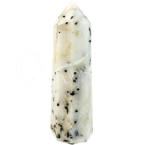 Polished Quartz with Black Tourmaline 6 Sides Obelisk