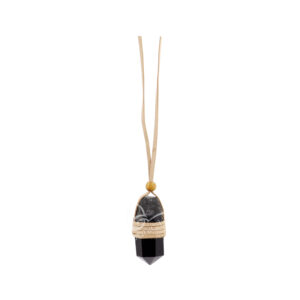 Black Tourmaline Point Necklace Wrapped with natural leather (Pack of 3)