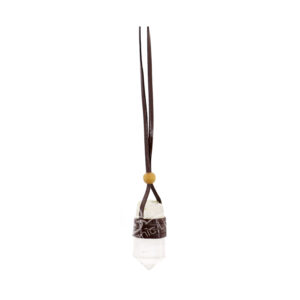 NECKLACE - POINT CRYSTAL QUARTZ WRAPPED WITH LEATHER CORD (PK 3) 28"L