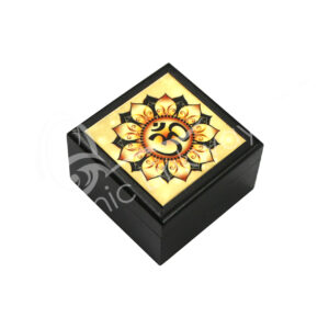 Om Lotus Printed on Wood Box