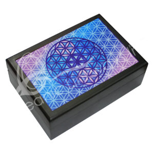 Flower of Life Printed on Black Wood Box