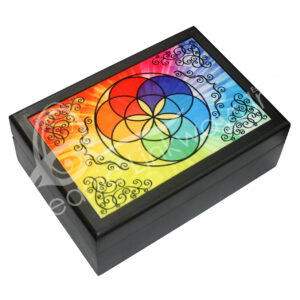 Seed of Life Chakra Printed on Black Wood Box