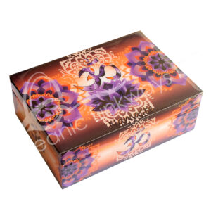 OM and Lotus Printed on Wood Box