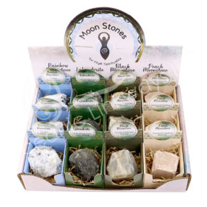 Moon Stones in Pop-Up Display Box Rainbow Moonstone & Labradorite & Black Moonstone & Peach Moonston